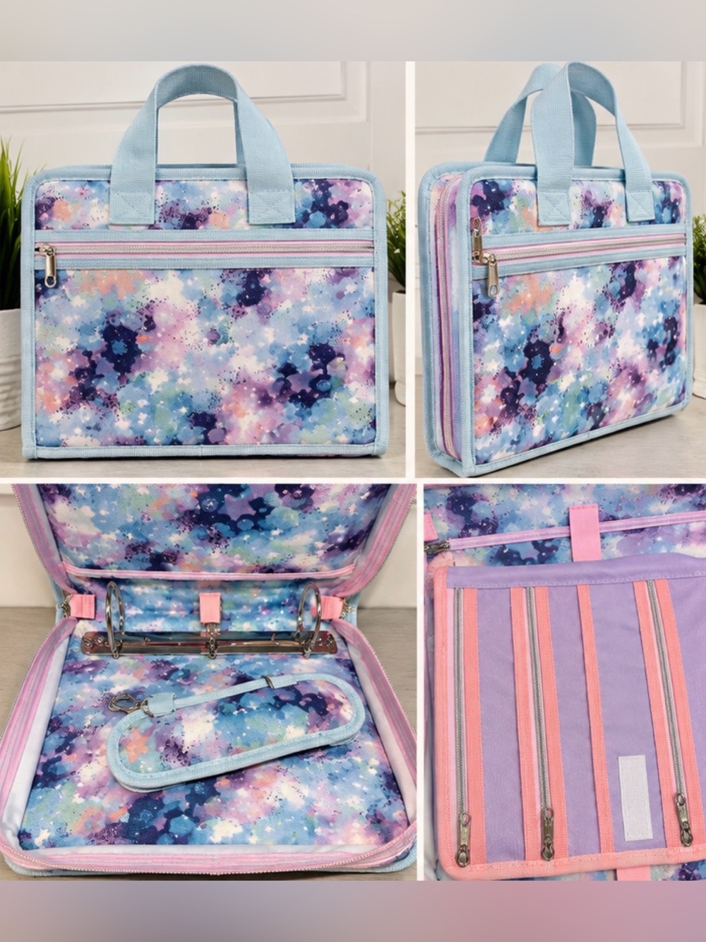 NEW Pastel Galaxy 3 Ring Zipper Binder Organizer School Planner